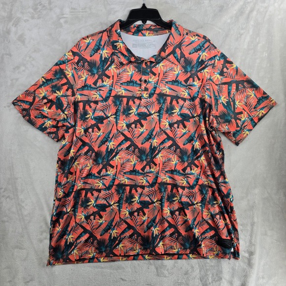 Grunt Style Mens 3XL performance Polo Shirt Tropical Floral Gun Print Patriotic - Picture 1 of 8